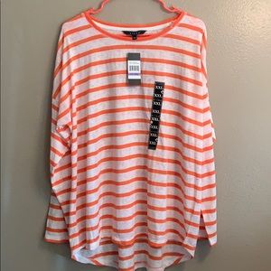 Kiara Orange/ White Scoop neck top NWT